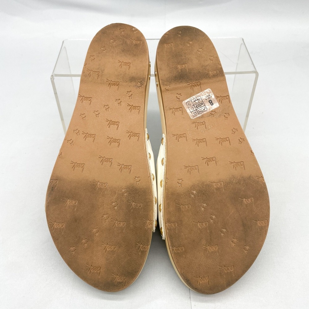 BeekWomens 8 Woodstar Clog Sandals White Leather Gold Buckle Slide Boho Coastal - Picture 12 of 12
